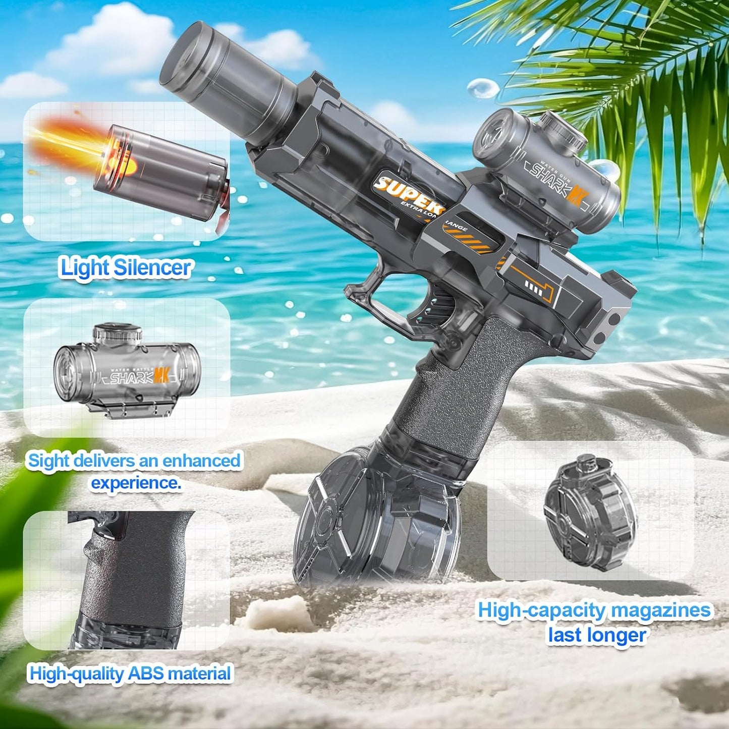 Electric Water Gun  Pistols Long Range with flashing light