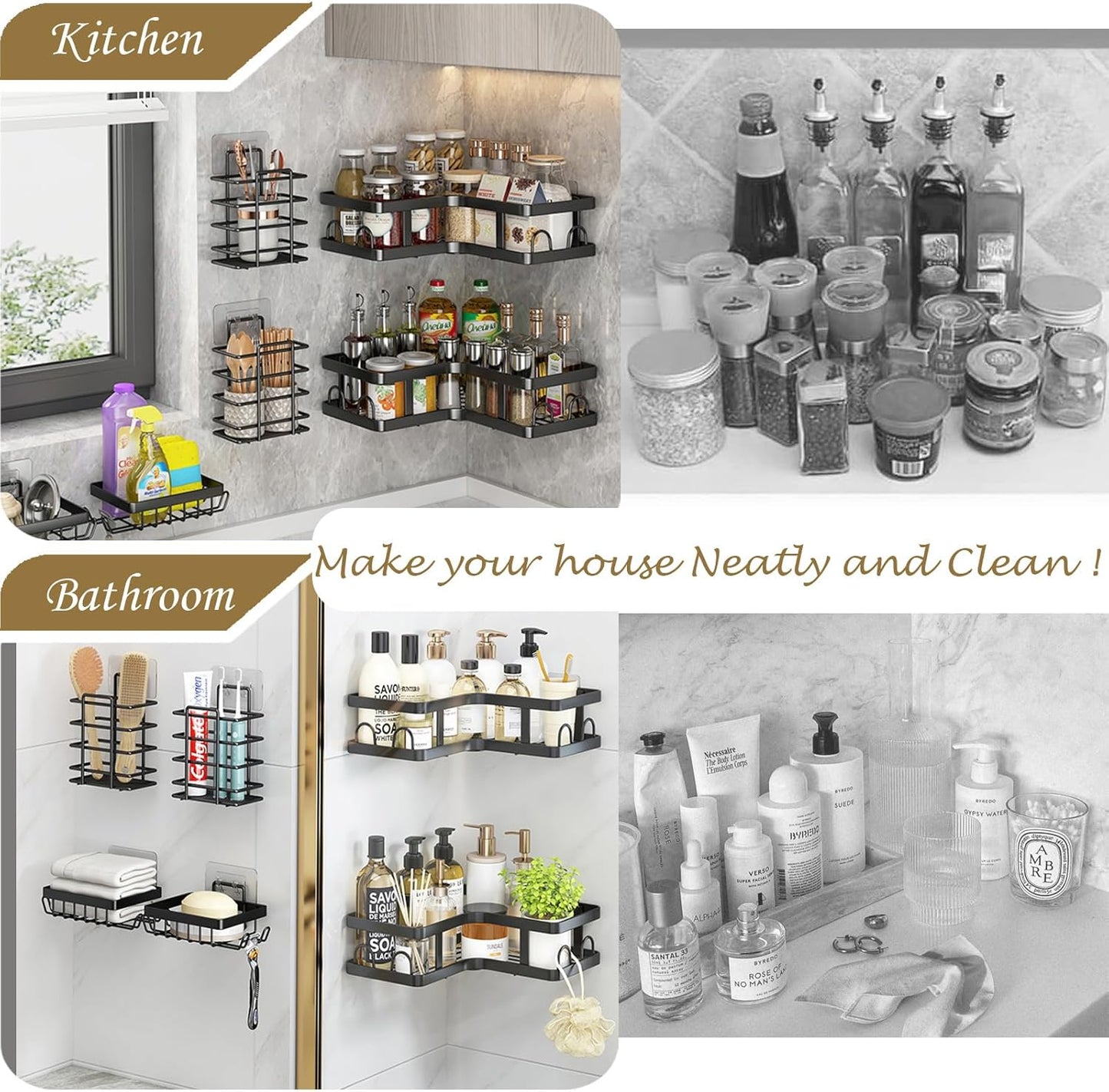 Bathroom / Spice Rack Shower  5pack Shelf for Bathroom, Kitchen Organiser Storage (Very durable)