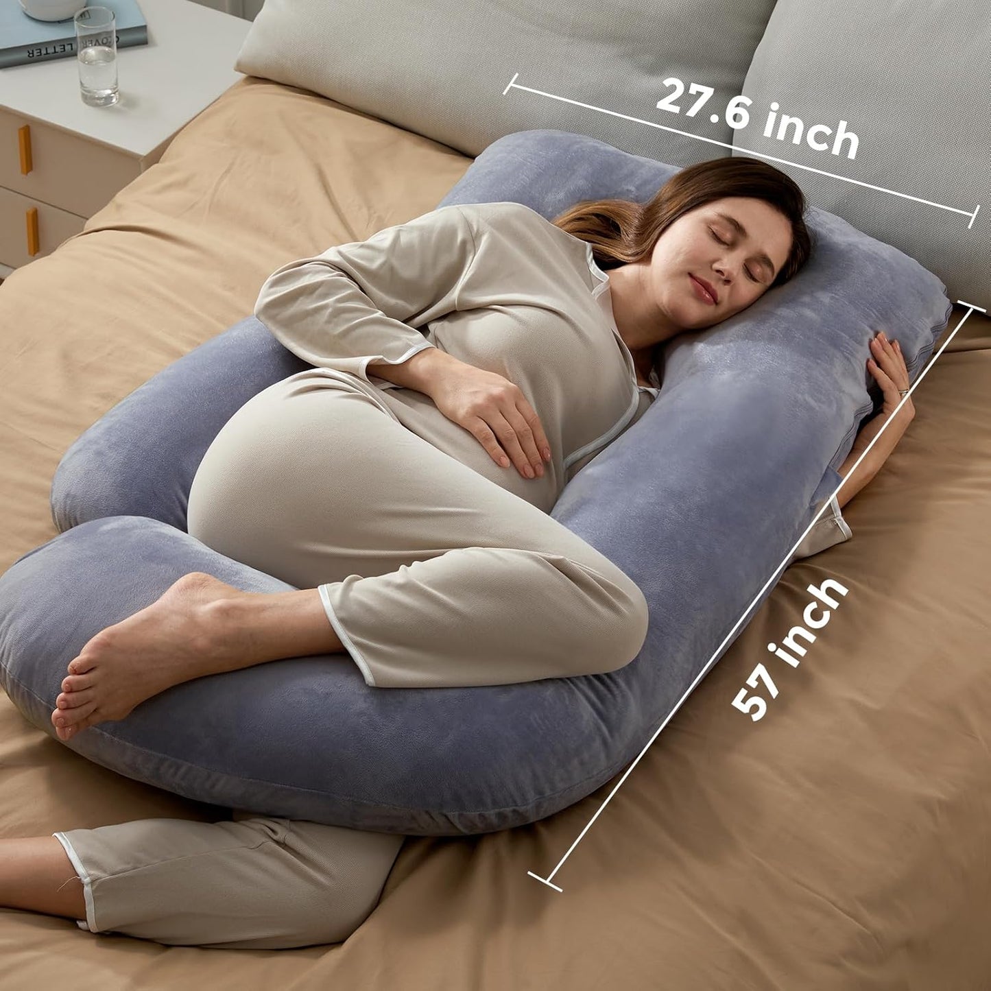 Pregnancy Pillows, U Shaped Full Body Maternity Pillow with Removable Cover