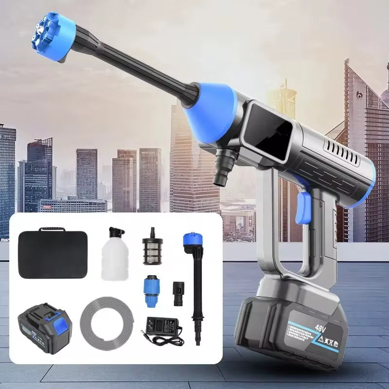 48V High Pressure Water Sprayer 2 Batteries - Car Washing Machine, 5M Range, Cordless Portable Electric High Pressure Washer Gun
