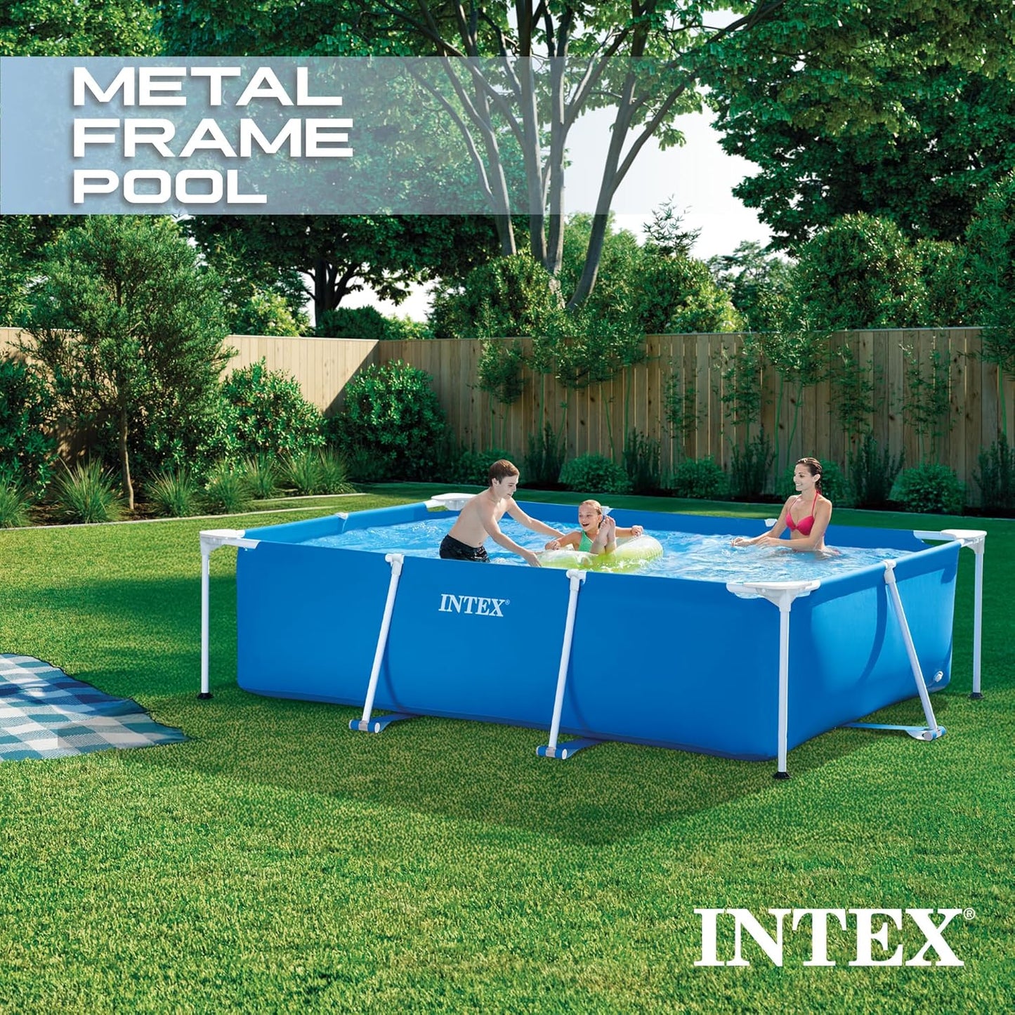 Intex Metal Frame Pool Rectangular 3 Mt X 2 Mt 28272, Blue, 3 X 2 X 0,75 M