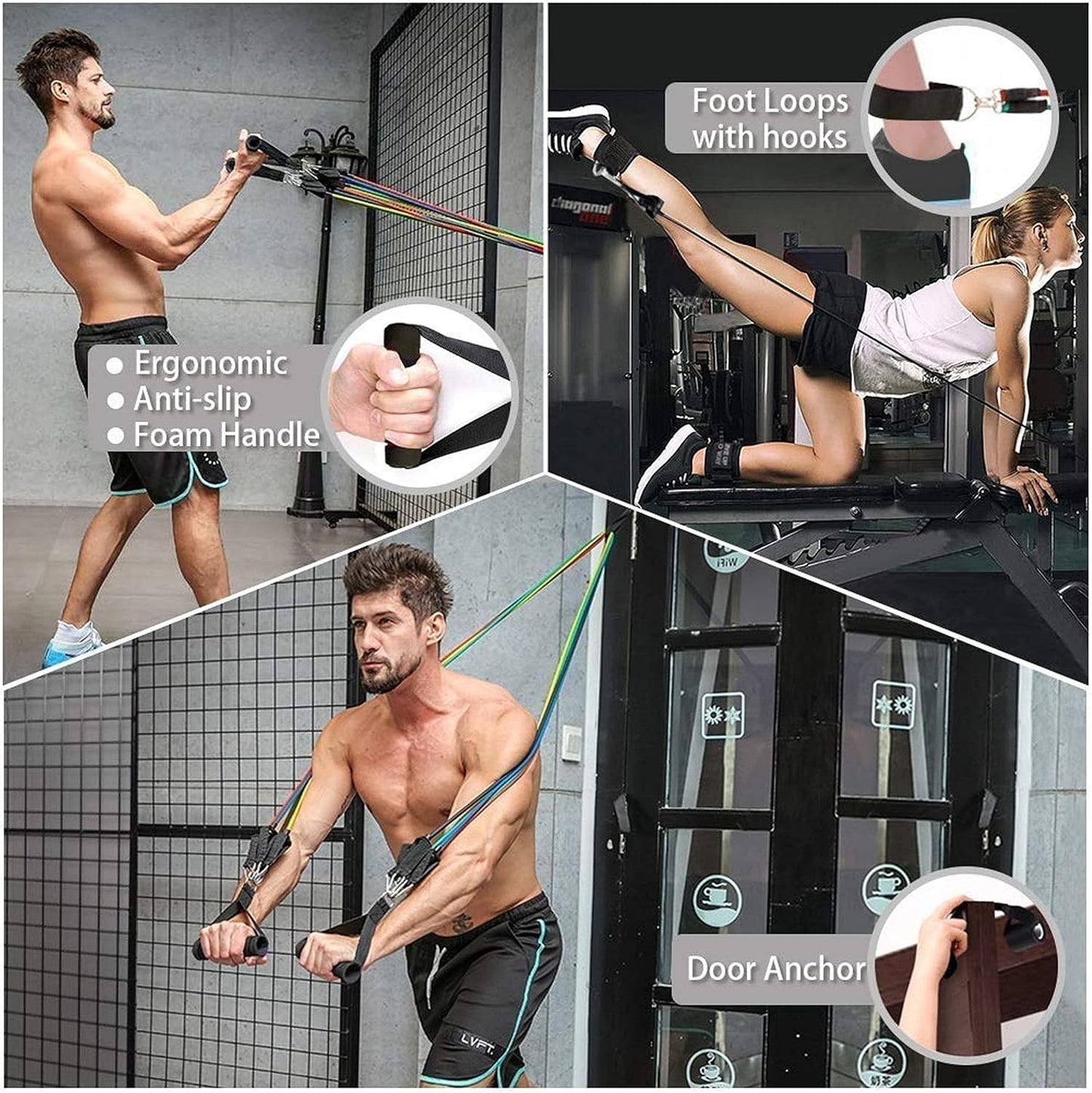 11 Piece Gym Power Resistance Band Set for Workout, Resistance Band
