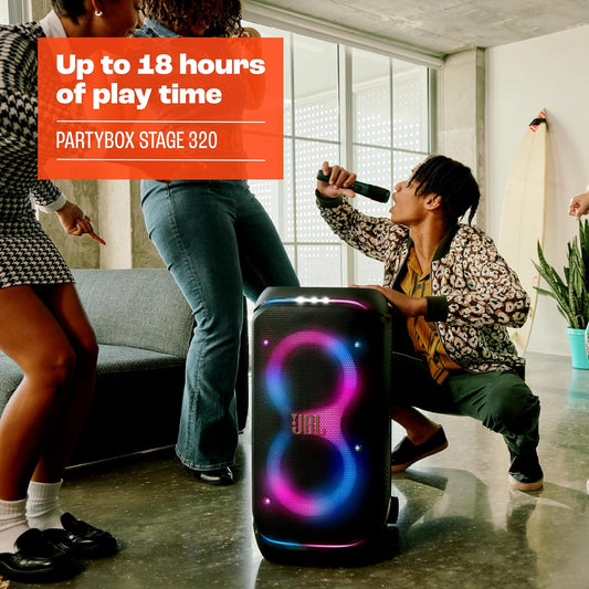 JBL PartyBox Stage 320 Pro Sound, Futuristic Lightshow, 18H Playtime (NO MIC)