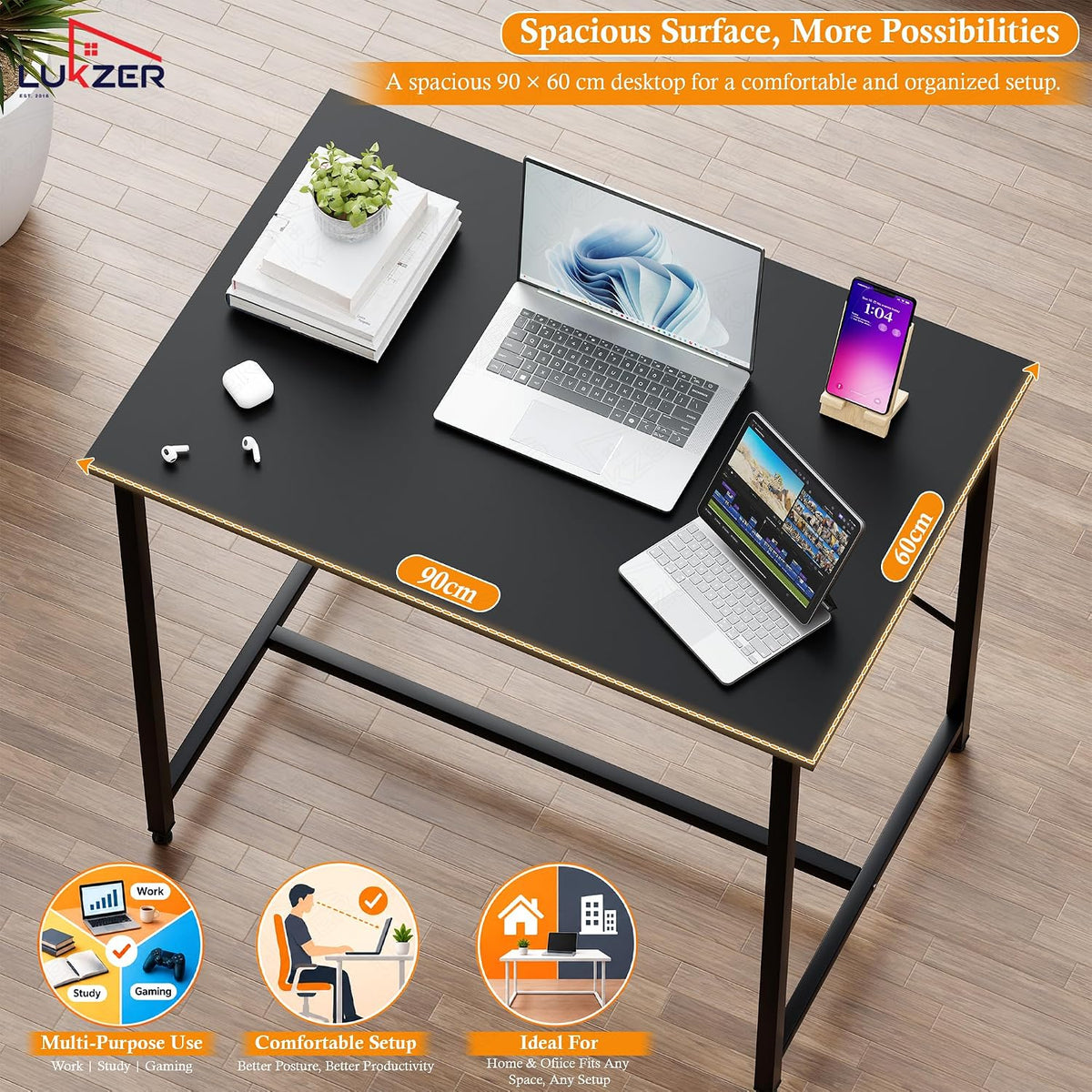 Computer foldable desktop table metal