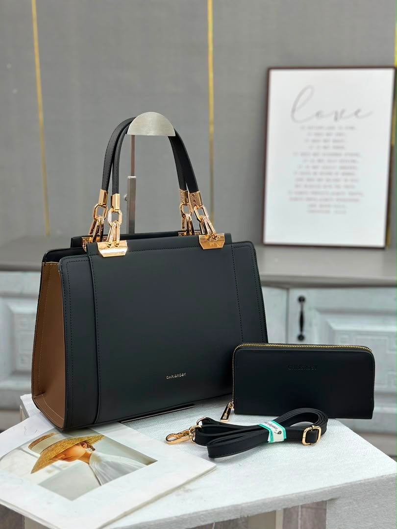 Women’s Structured Handbag Set with Matching Wallet & Shoulder Strap