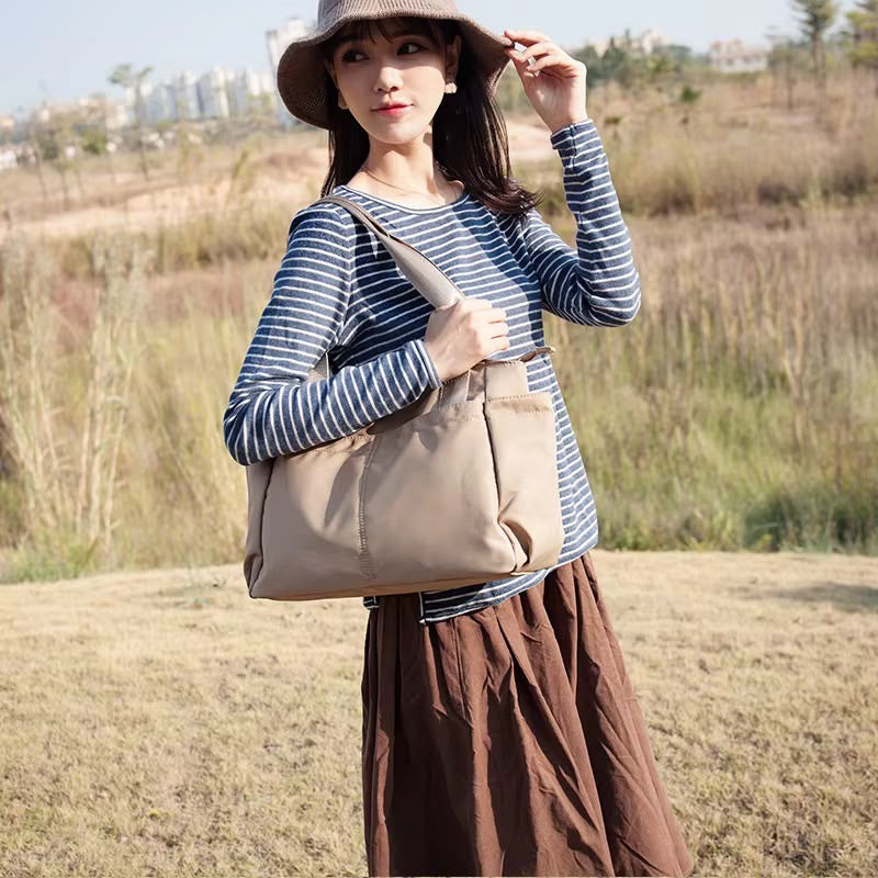 Women’s Multi-Pocket Tote Bag with Shoulder Strap