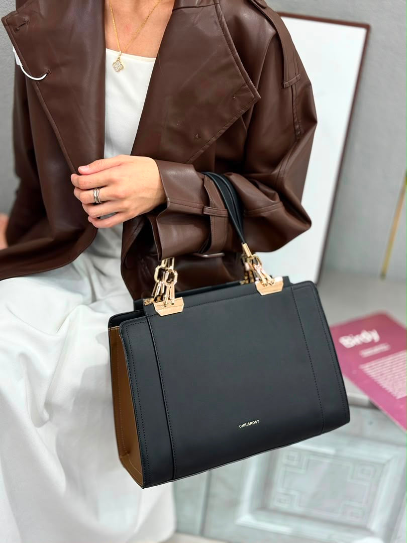 Women’s Structured Handbag Set with Matching Wallet & Shoulder Strap
