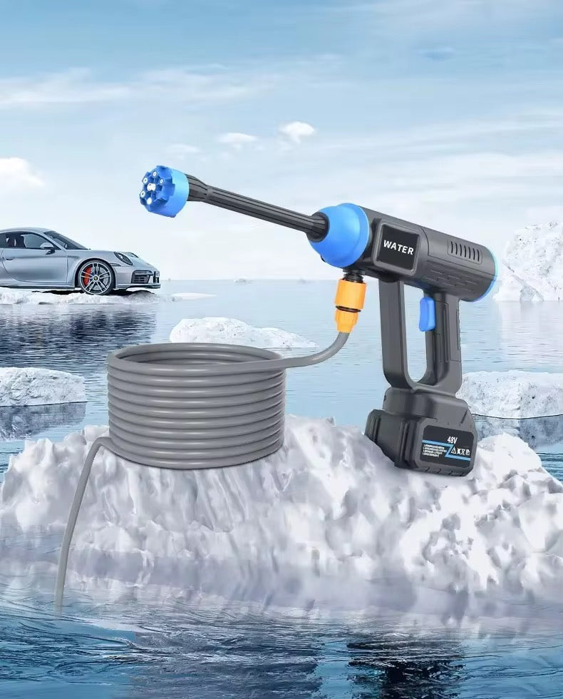 48V High Pressure Water Sprayer 2 Batteries - Car Washing Machine, 5M Range, Cordless Portable Electric High Pressure Washer Gun