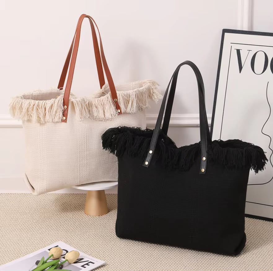 Women’s Fringe Tote Bag – Stylish Everyday Shoulder Bag
