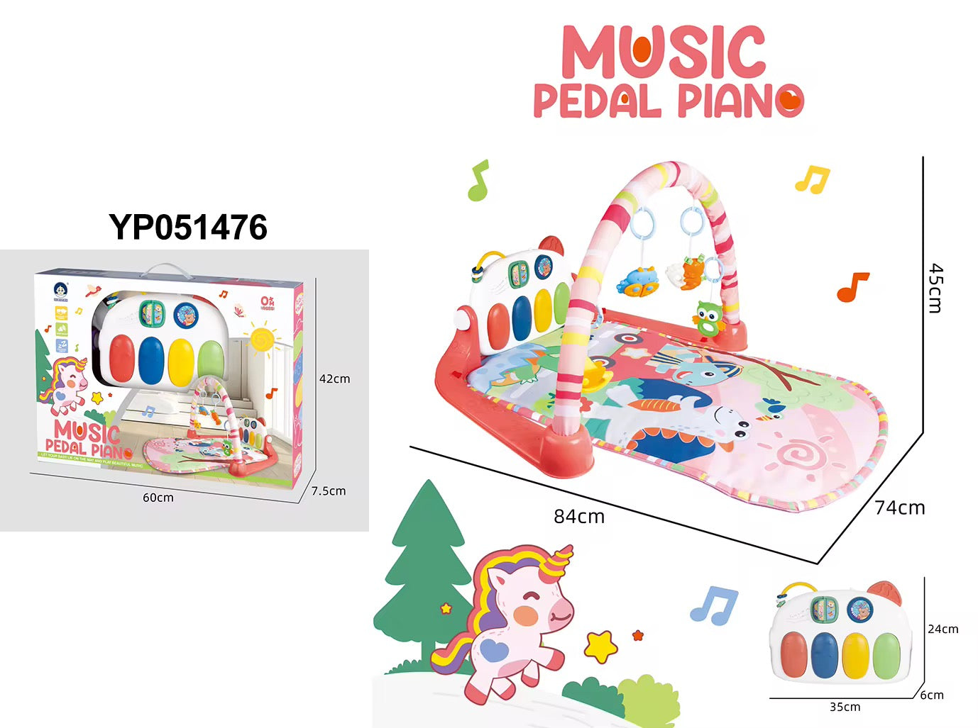 Pedal piano play gym infant toddler
