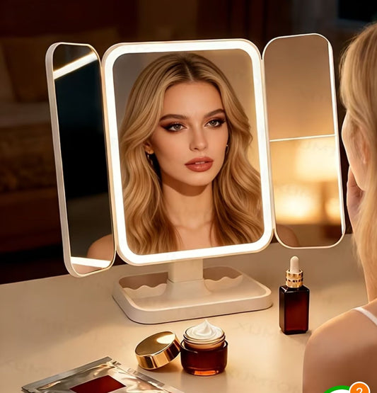 Portable 3 LED Makeup folding Cosmetic Mirror (Rechargeable)