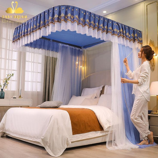 Rail Mosquito Net , U-shaped Rail Bed Curtains 5by6 &6by6 color varies