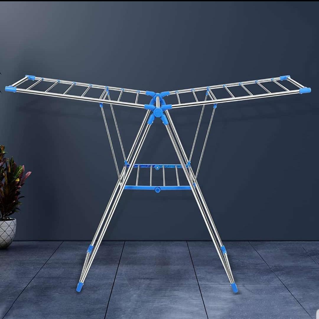 Stainless steel Foldable Cloth Drying Rack with Adjustable Wings (metallic)
