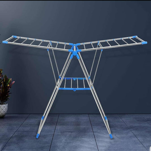 Stainless steel Foldable Cloth Drying Rack with Adjustable Wings (metallic)
