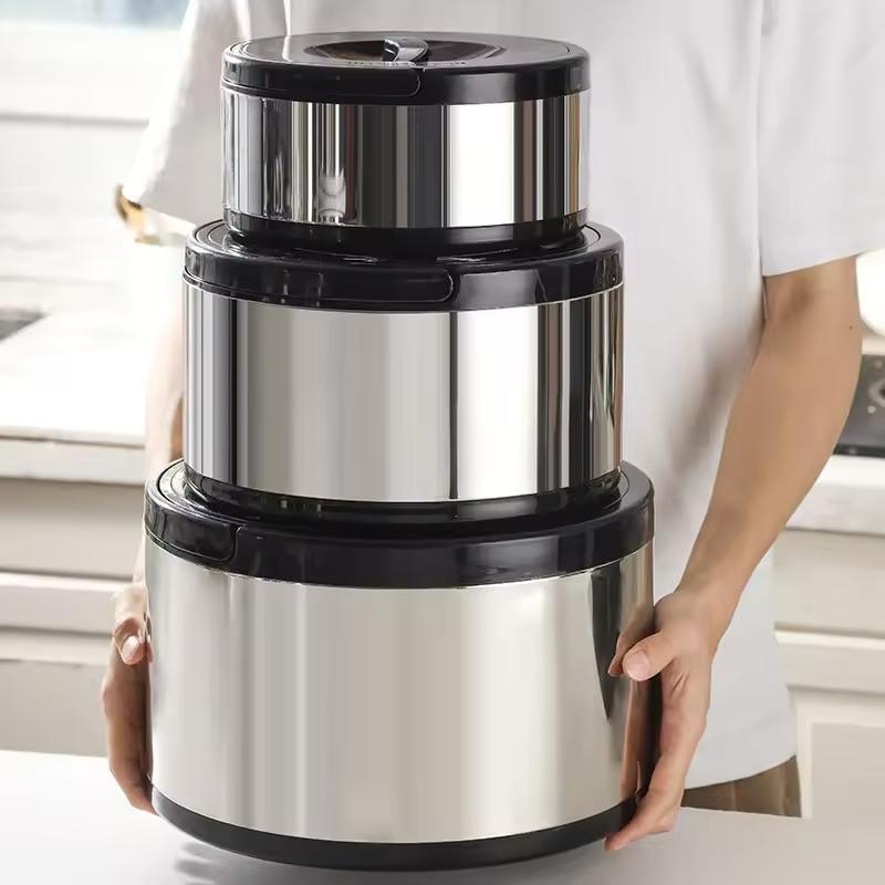 A set of 3pcs stainless steel Lunchboxes 2.5L/5L/8L