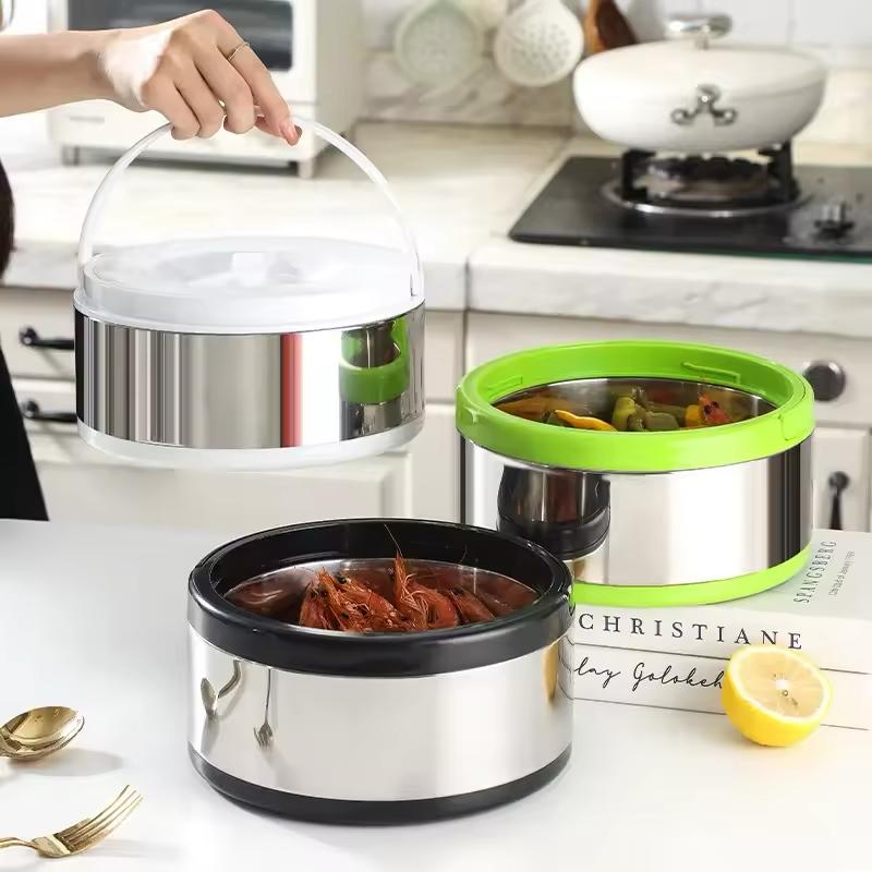 A set of 3pcs stainless steel Lunchboxes 2.5L/5L/8L