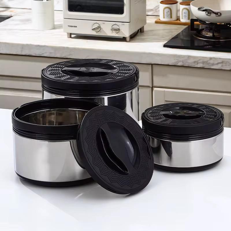 A set of 3pcs stainless steel Lunchboxes 2.5L/5L/8L