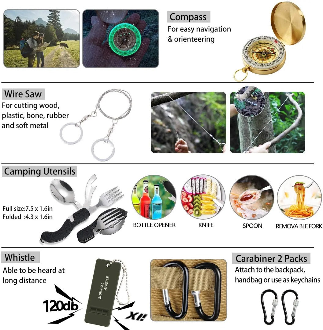 🏕️ Ultimate Survival Kit 100+ Equipments  – Your Tactical Partner for Any Emergency