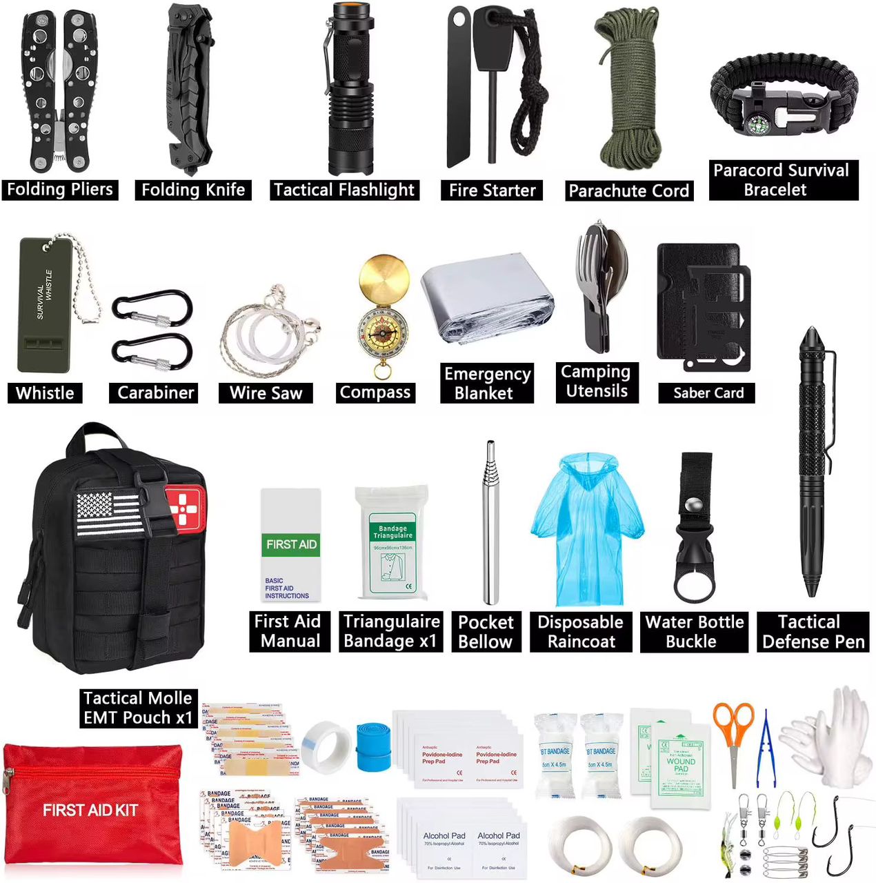 🏕️ Ultimate Survival Kit 100+ Equipments  – Your Tactical Partner for Any Emergency