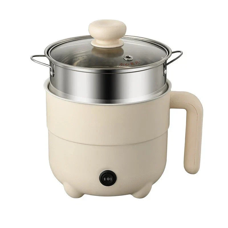 Electric Hot Pot with Steamer, 2L Electric Hot Pot, Mini Portable Non Stick