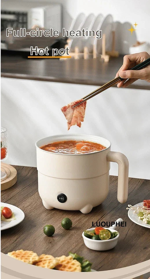 Electric Hot Pot with Steamer, 2L Electric Hot Pot, Mini Portable Non Stick